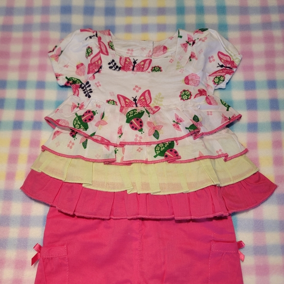 KOALA BABY ♡ 2pc Butterflies 'n LadybBugs Ruffled Top 'n Elastic Pocket Pants NB - Picture 6 of 17